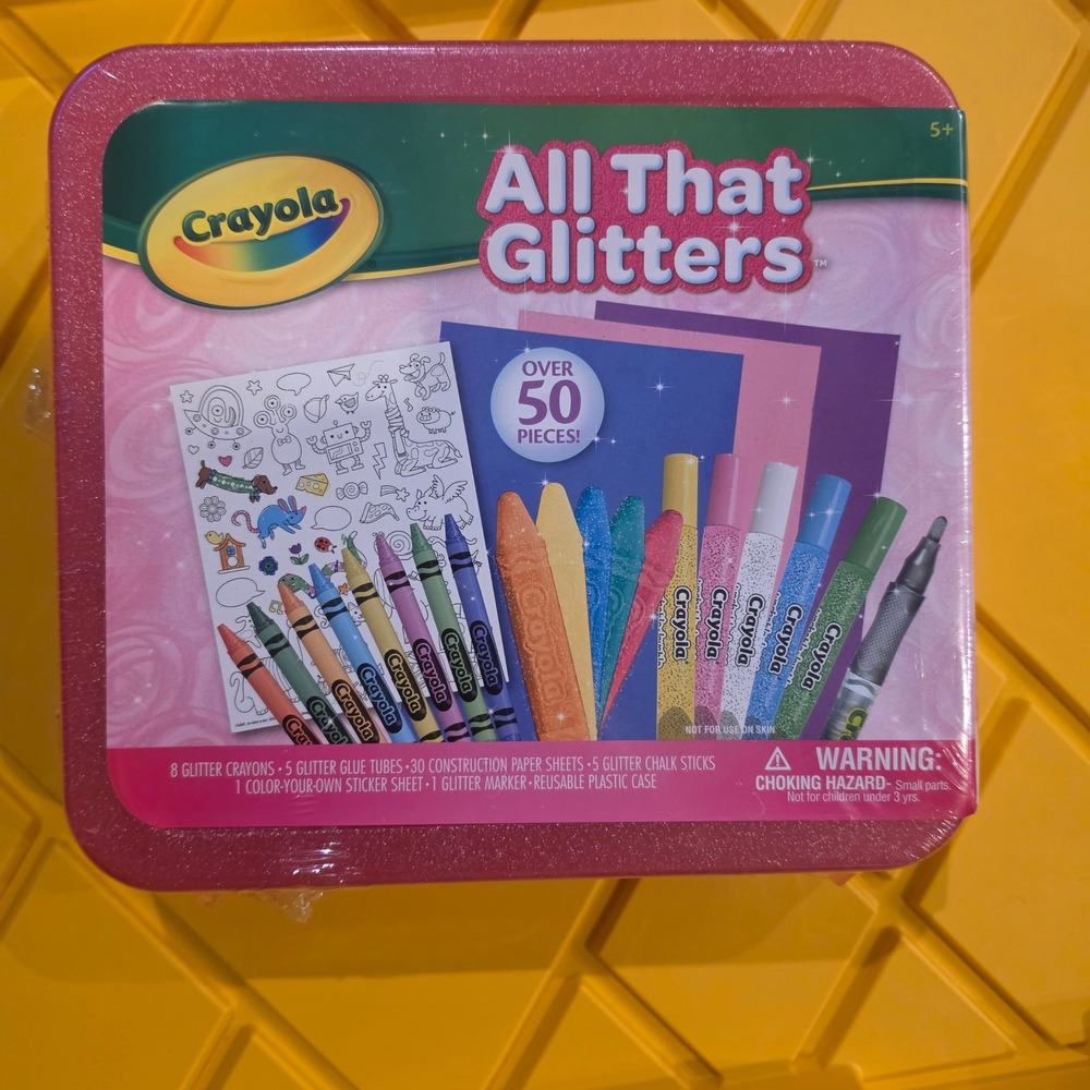 Crayola All That Glitters 50 Piece Art Set Pink Glitter Case New Crafting